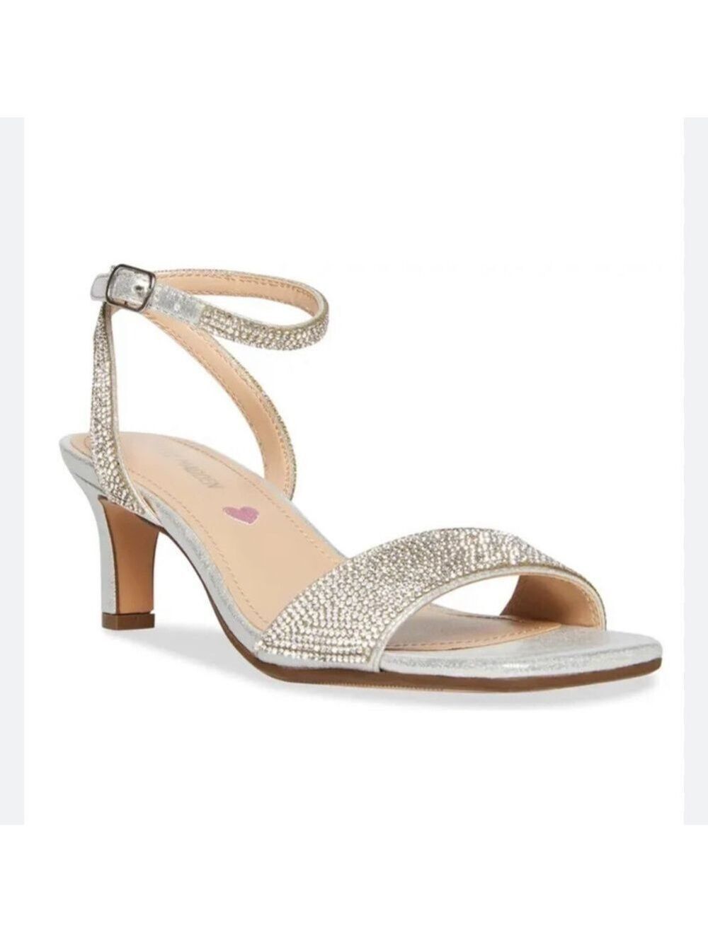 STEVE MADDEN SILVER AND RHINESTONES JSKYLA HEEL - SIZE 7